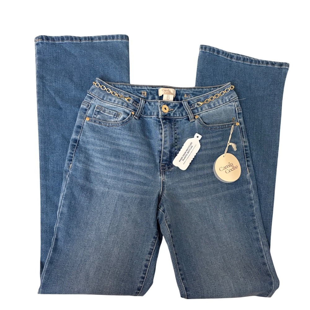 CAMILA COELHO Women's Skinny Bootcut  Jeans‎ With Gold Chains Size 2 NWT Y2K